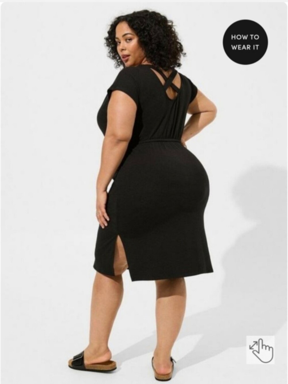 Torrid Midi Jersey Cross Back Slit Dress- Black